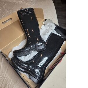 Women's Hunter Original Tall Gloss Rain Boot Black Size 6 NWT